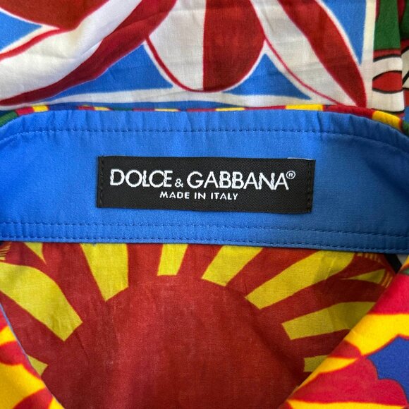 Dolce & Gabbana Carretto-Print Poplin Button-Front Shirt - Picture 4 of 4